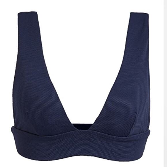 Eberjey Pique Vivian Bikini Top Peacoat Navy Color L - Picture 1 of 12